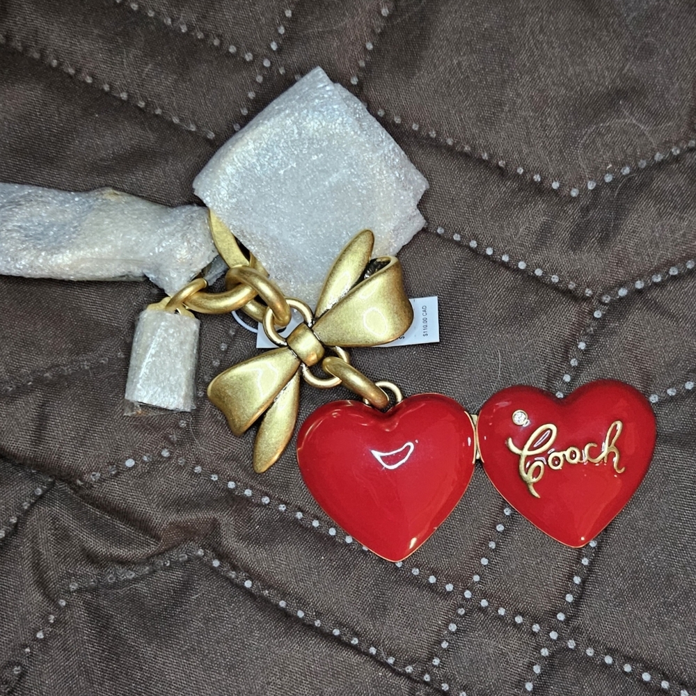 Coach Bow Heart Locket Bag Charm